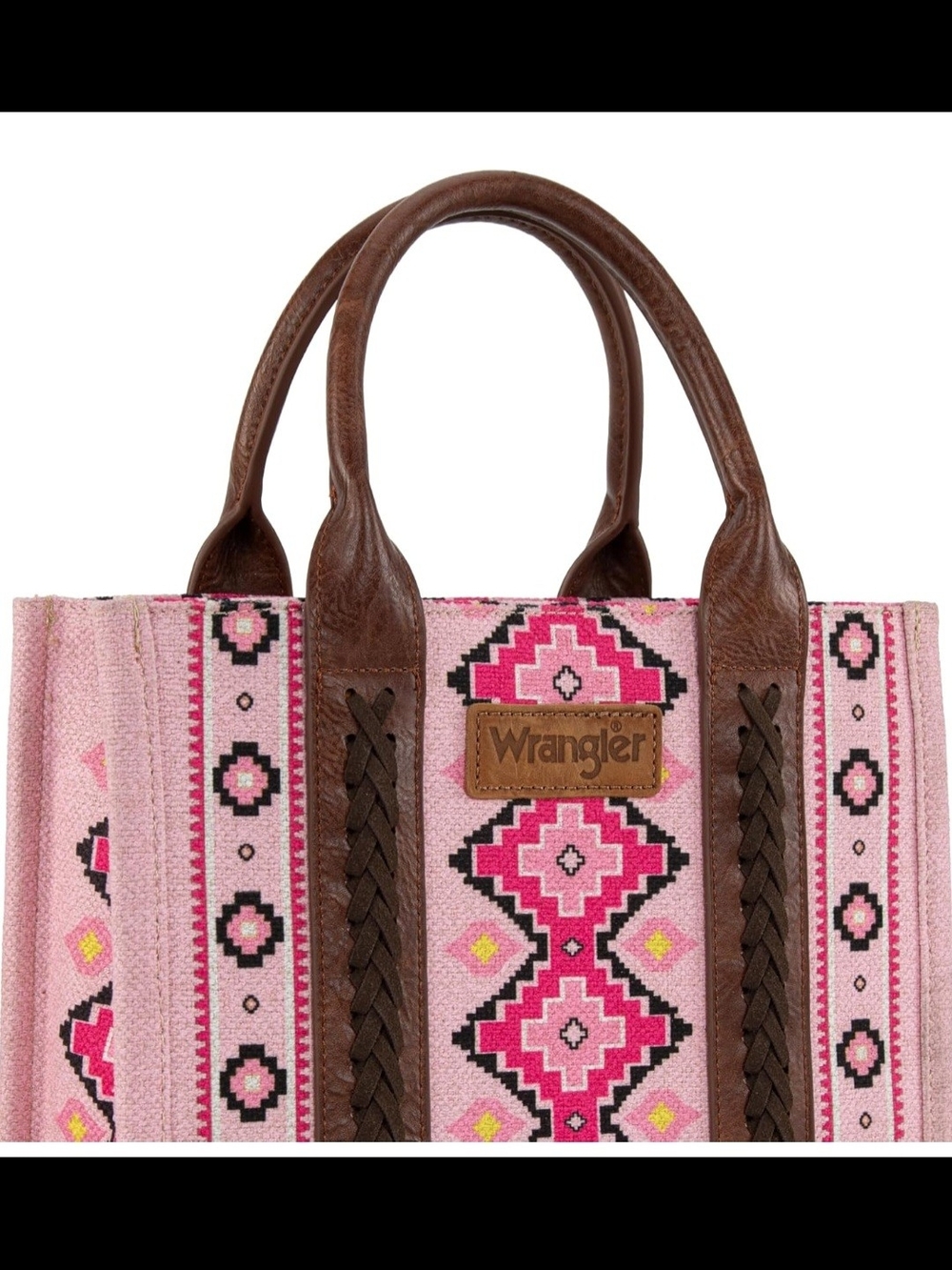 Wrangler Aztec Pink Patterned Tote Shoulder Crossbody Bag W/Adjustable Strap - Picture 3 of 8